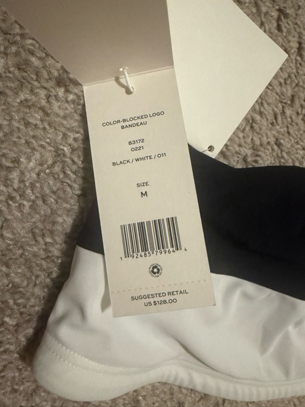 Tory Burch Black and White Color-Blocked Bandeau - Picture 3 of 5